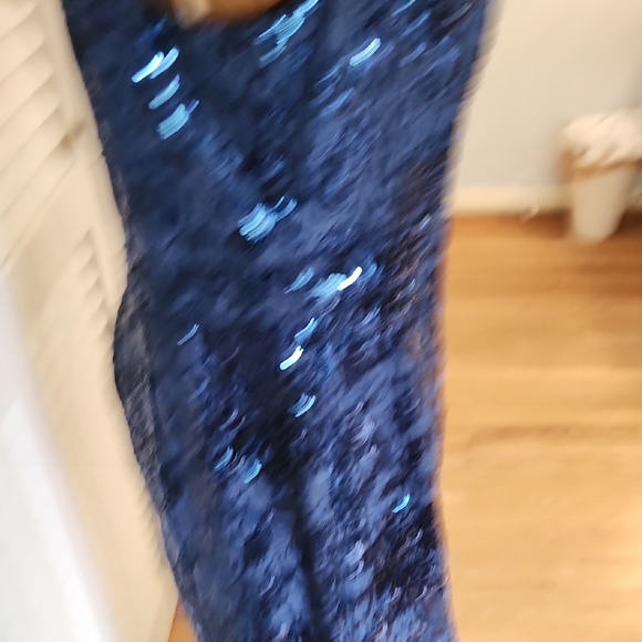 Blue Lace and Sequin Embellished Gown - Picture 8 of 17